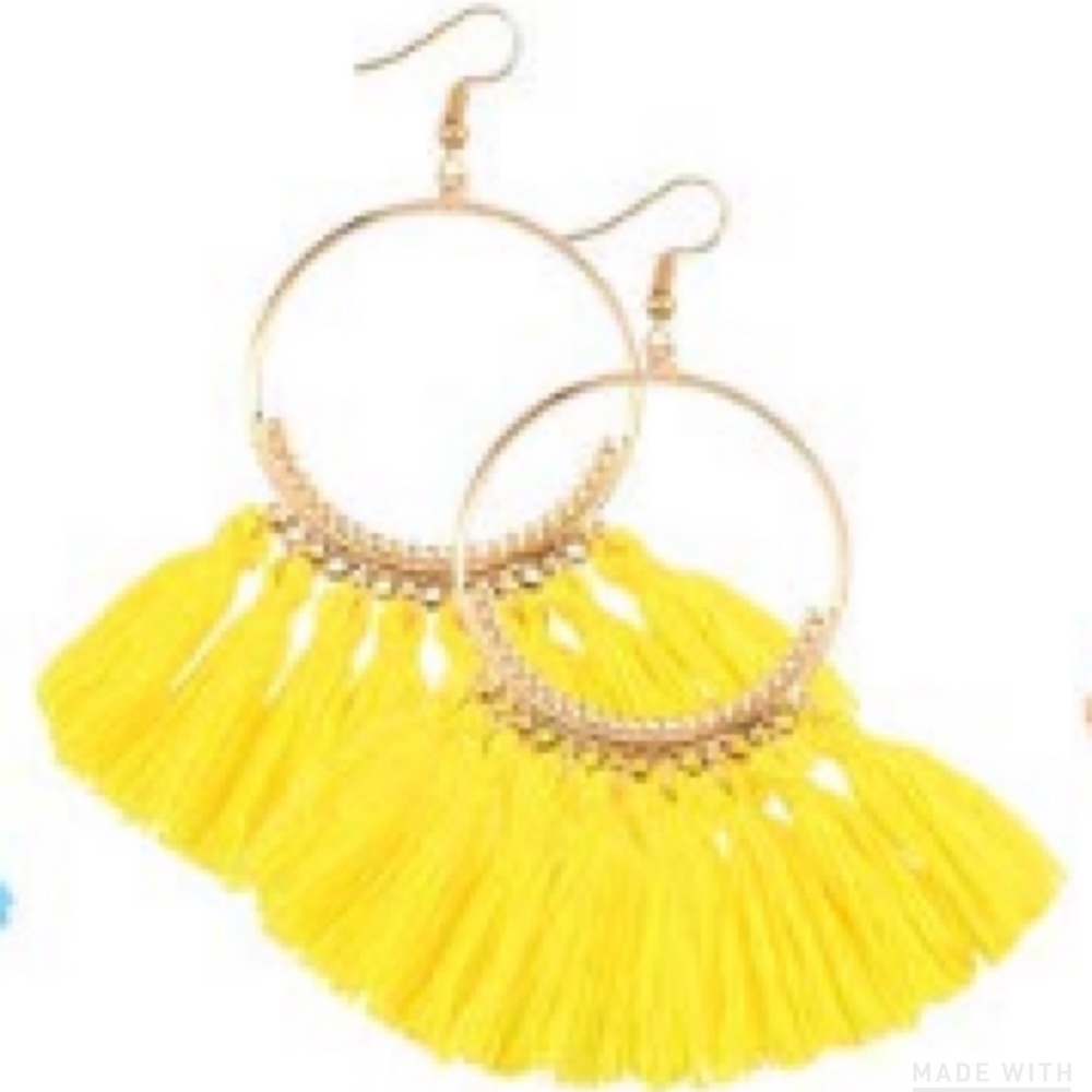 Yellow fringe hoops